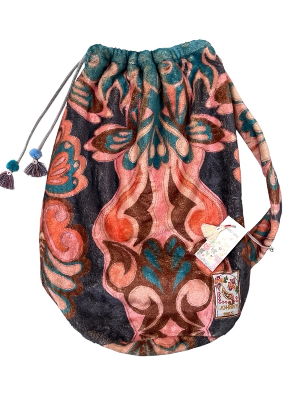 NEW Johnny Was Fleece Drawstring Sling Bag